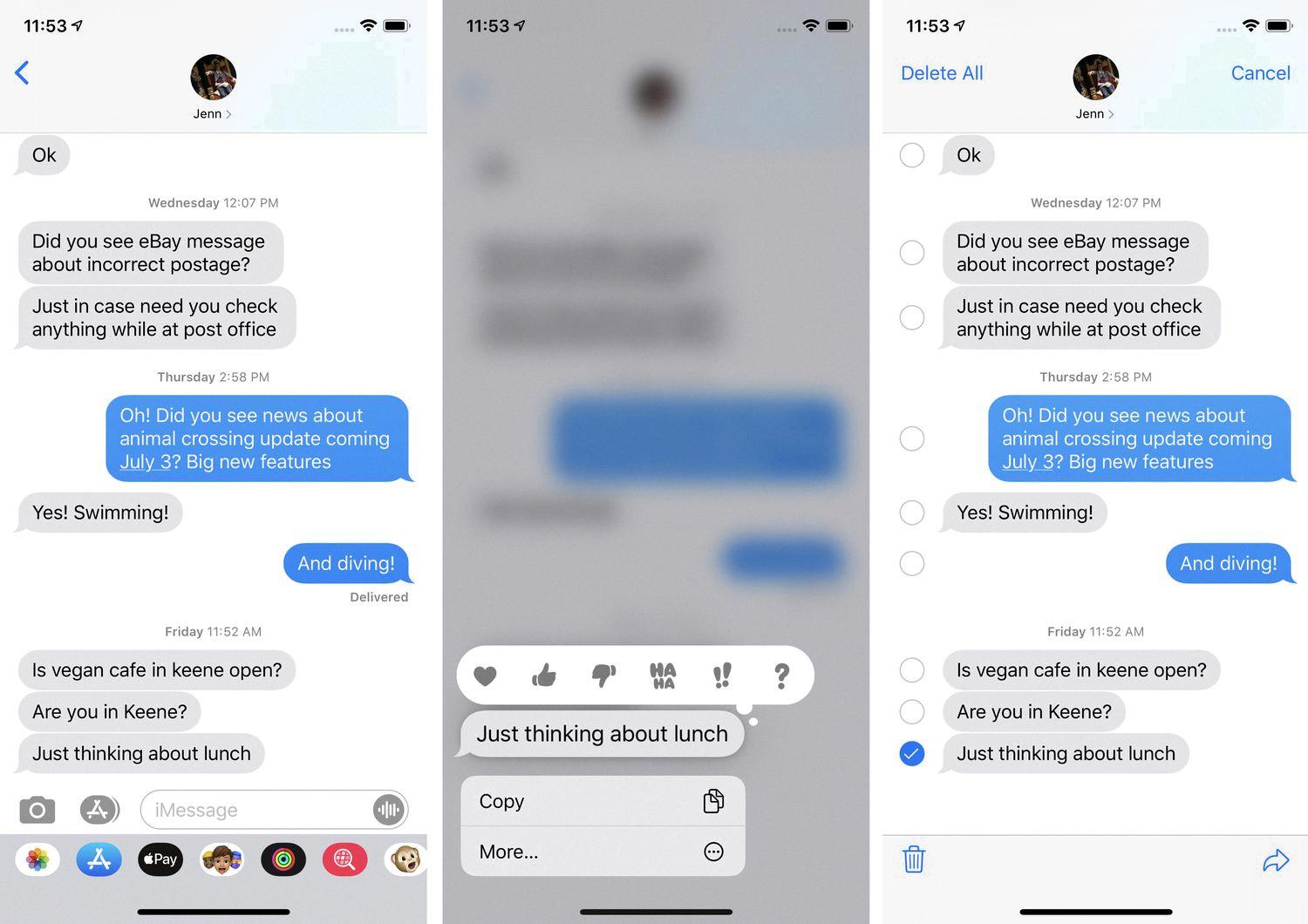 delete text messages on iphone 11