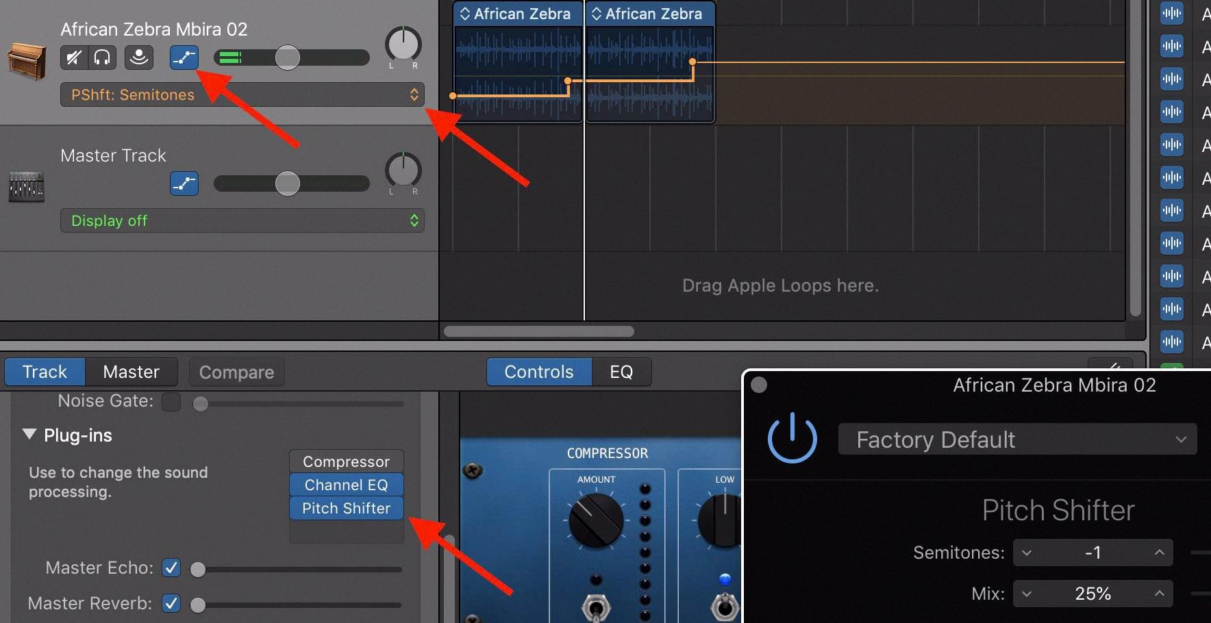garageband pitch correction
