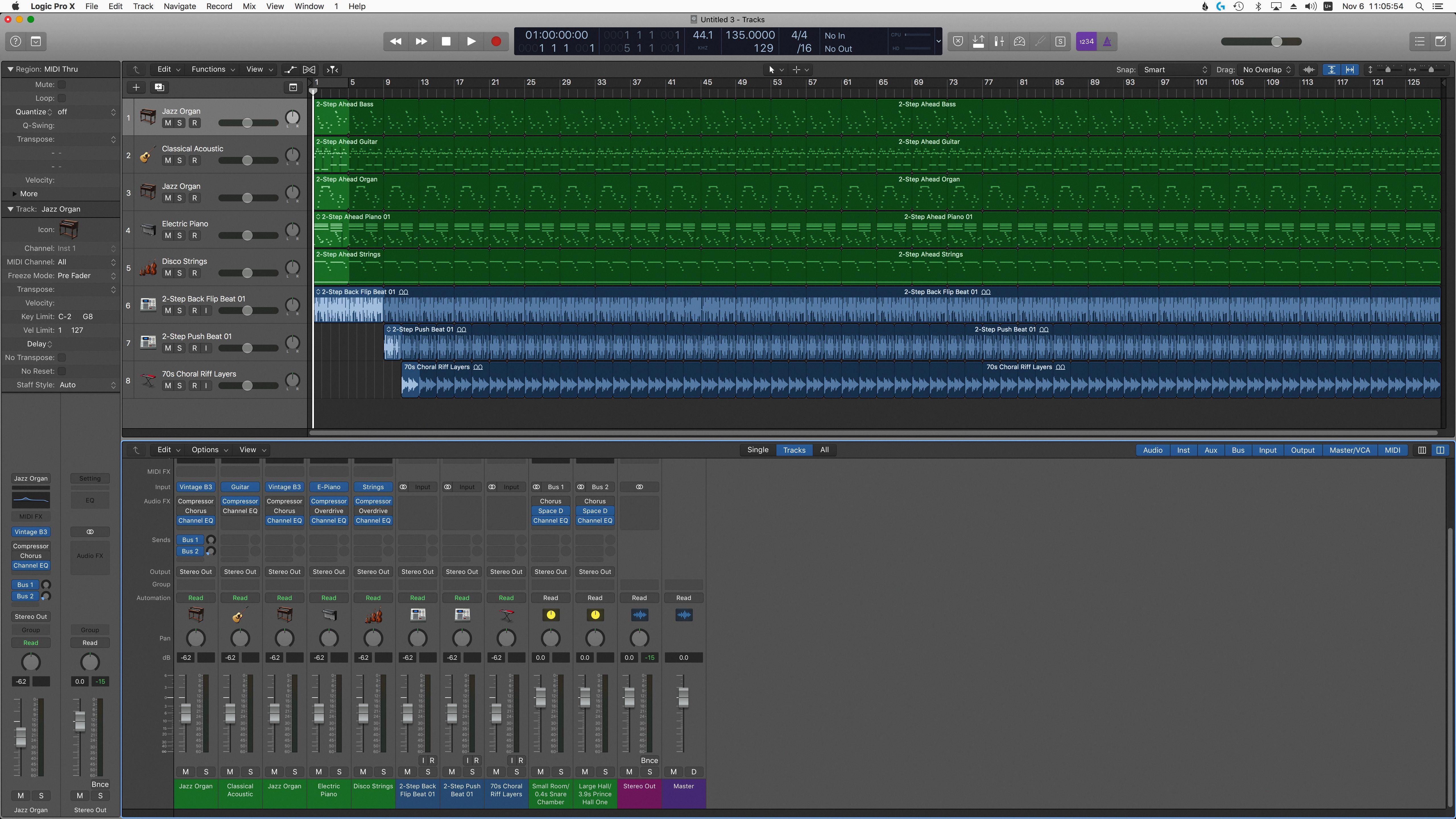 garageband two tracks at once