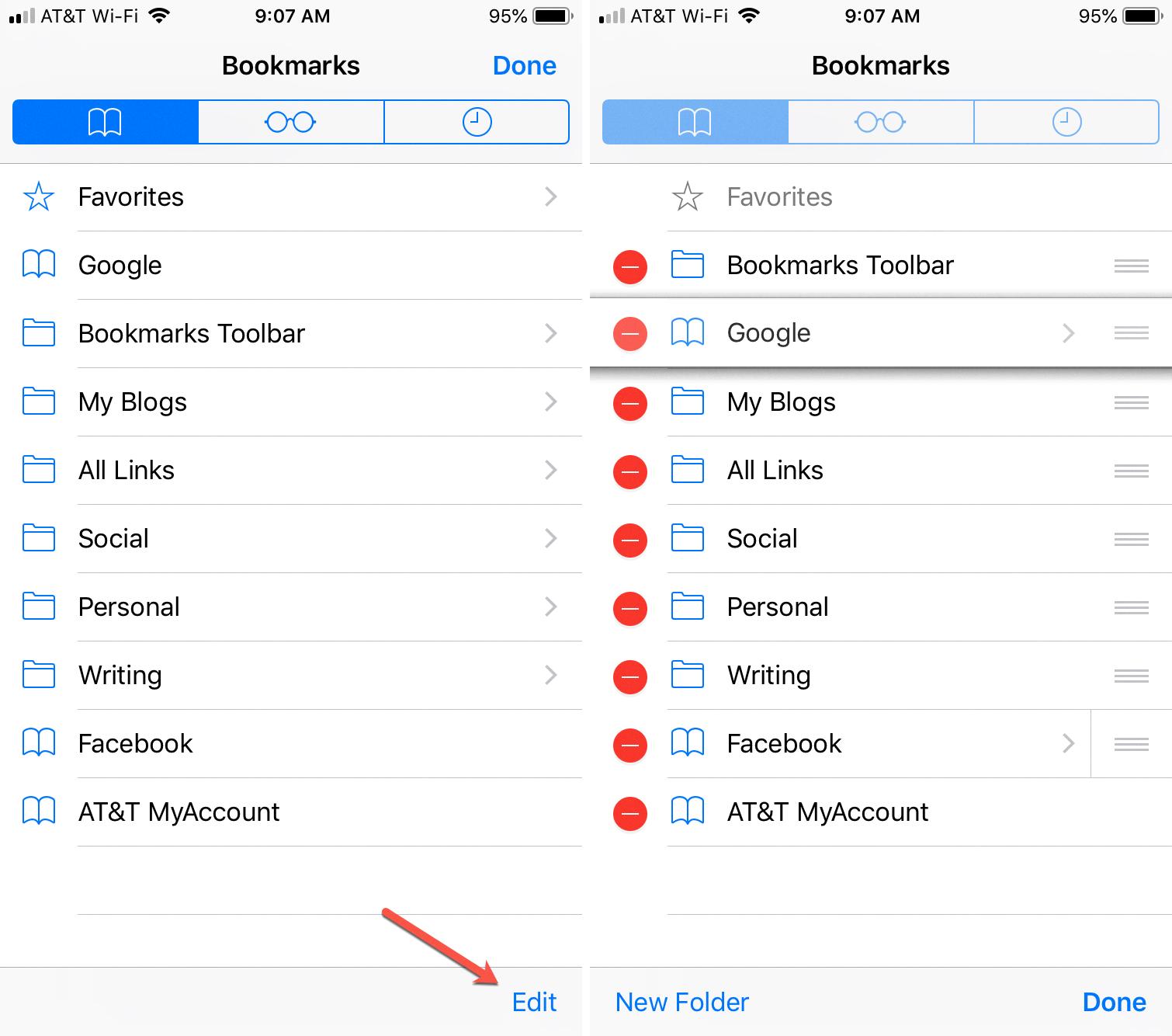 how do i open bookmarks on my iphone