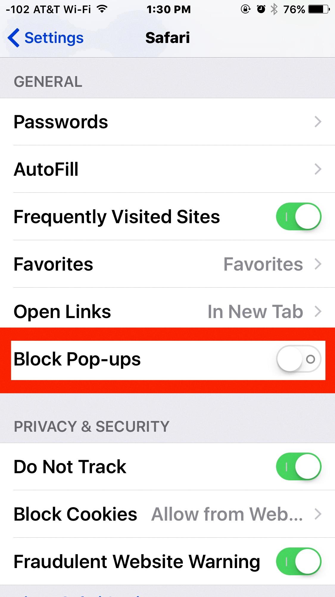 how to allow pop ups on iphone google