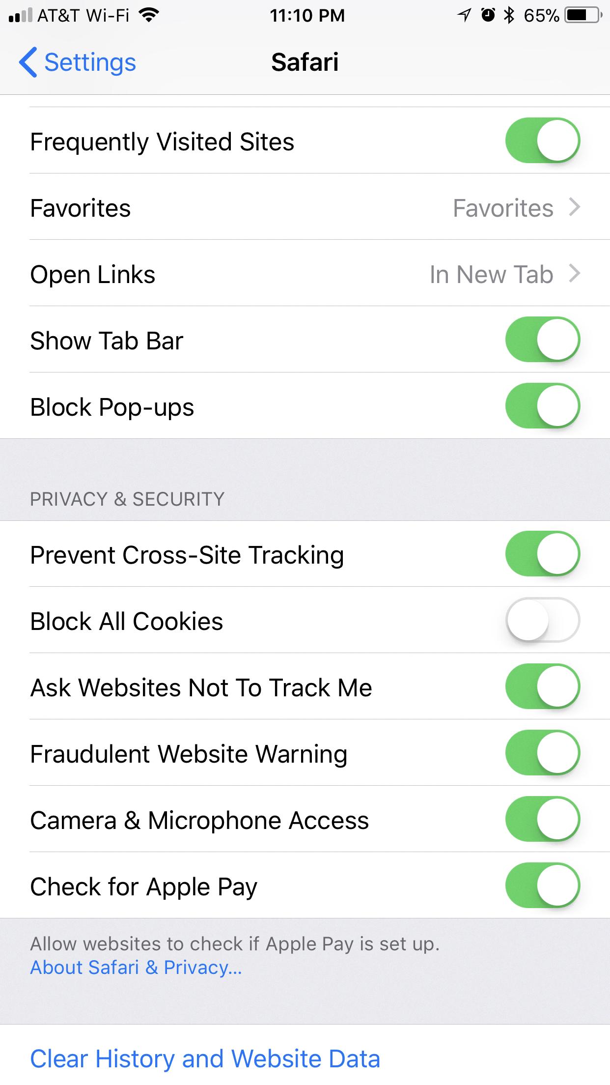 how to allow session cookies on ipad