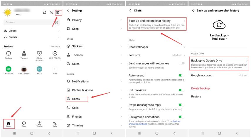 how to backup line account