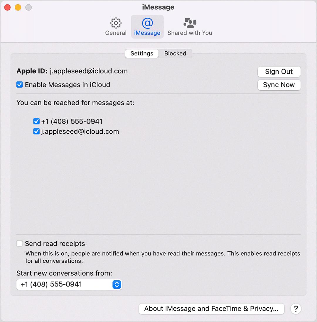 how to change account on messages on mac
