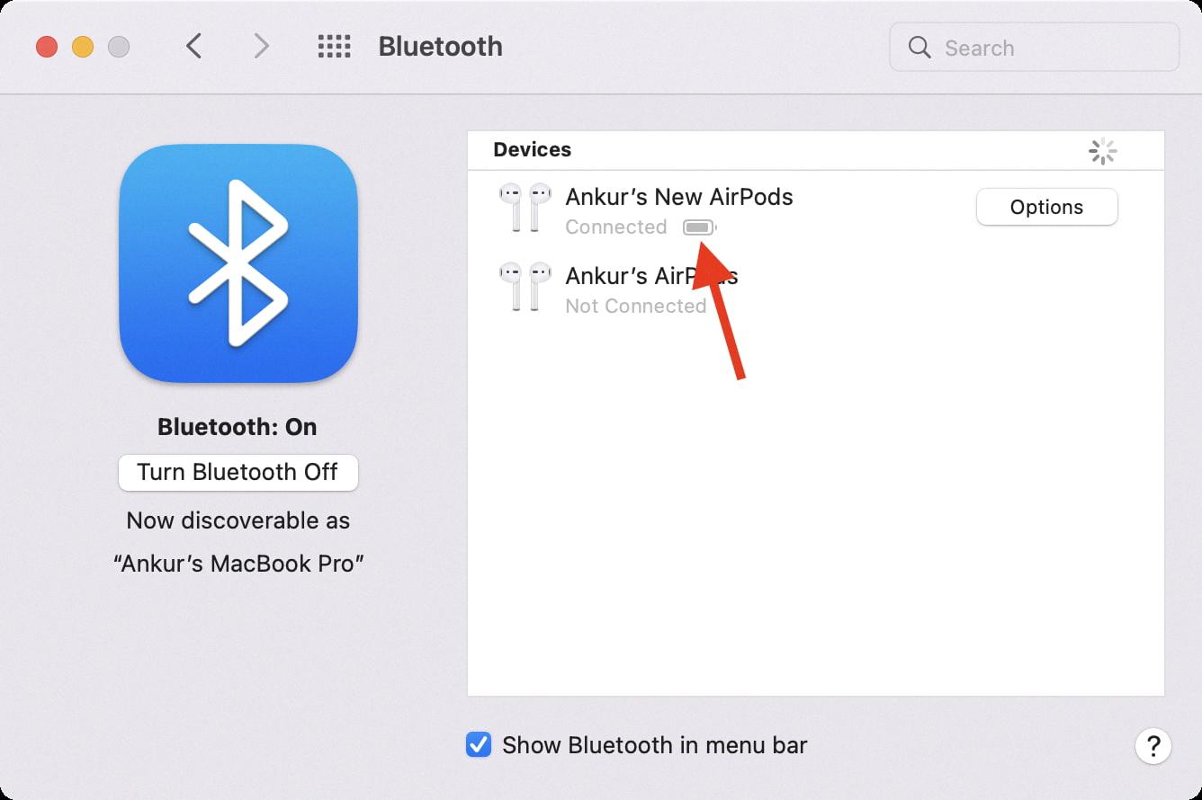 how to check airpod battery life on windows 10