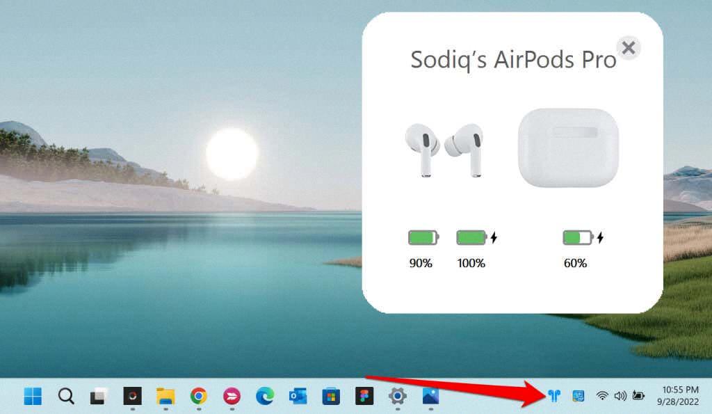 how to check airpod battery life on windows 10