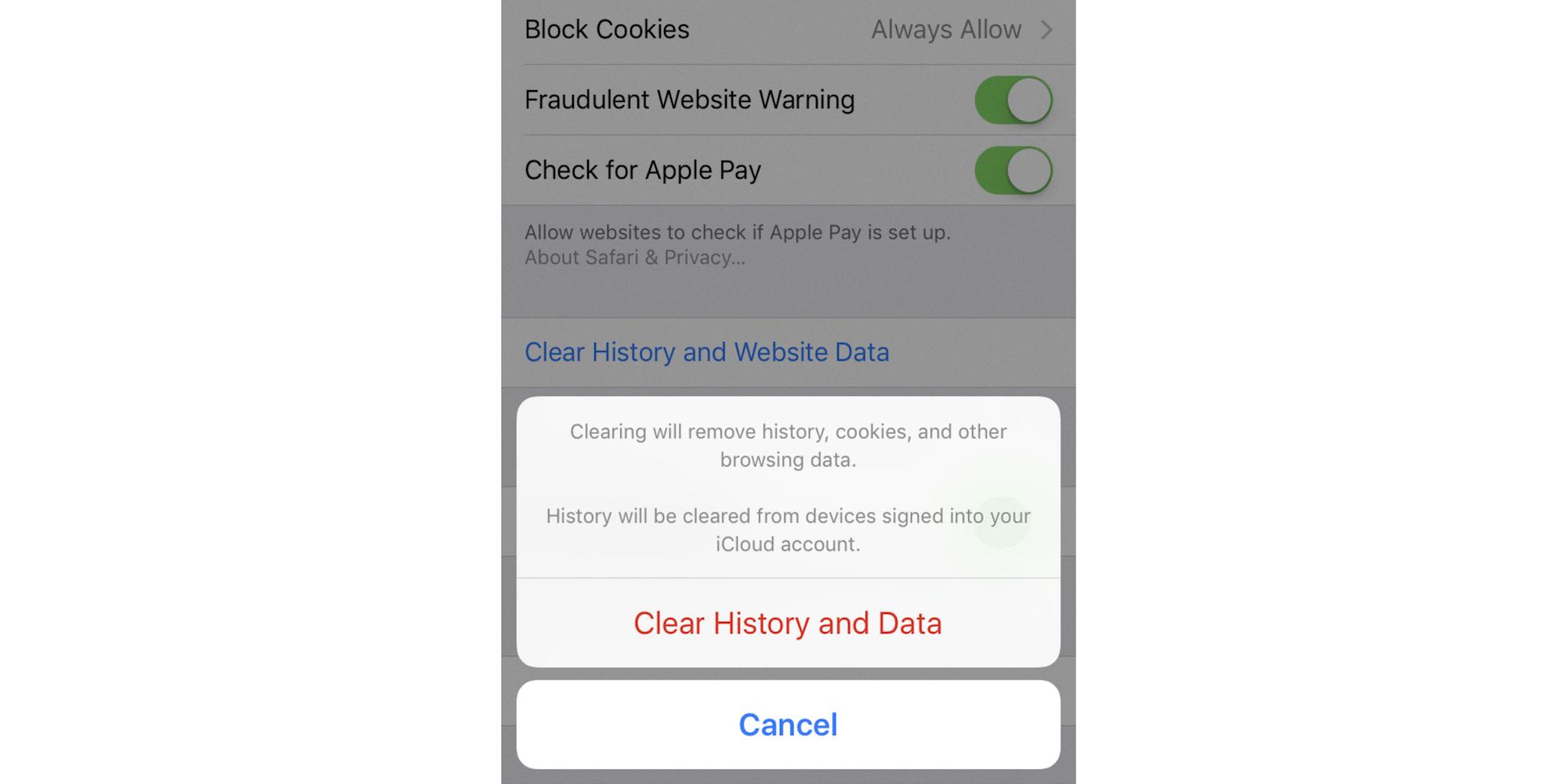 how to clear safari documents and data