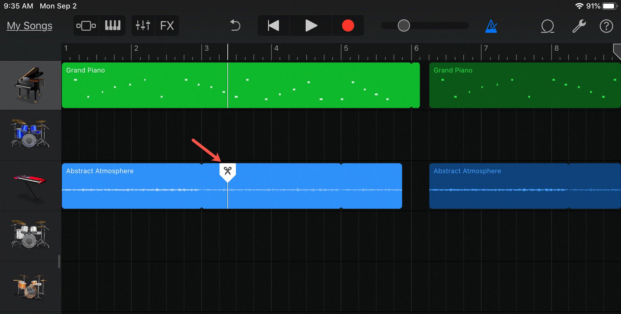 how to cut and paste in garageband