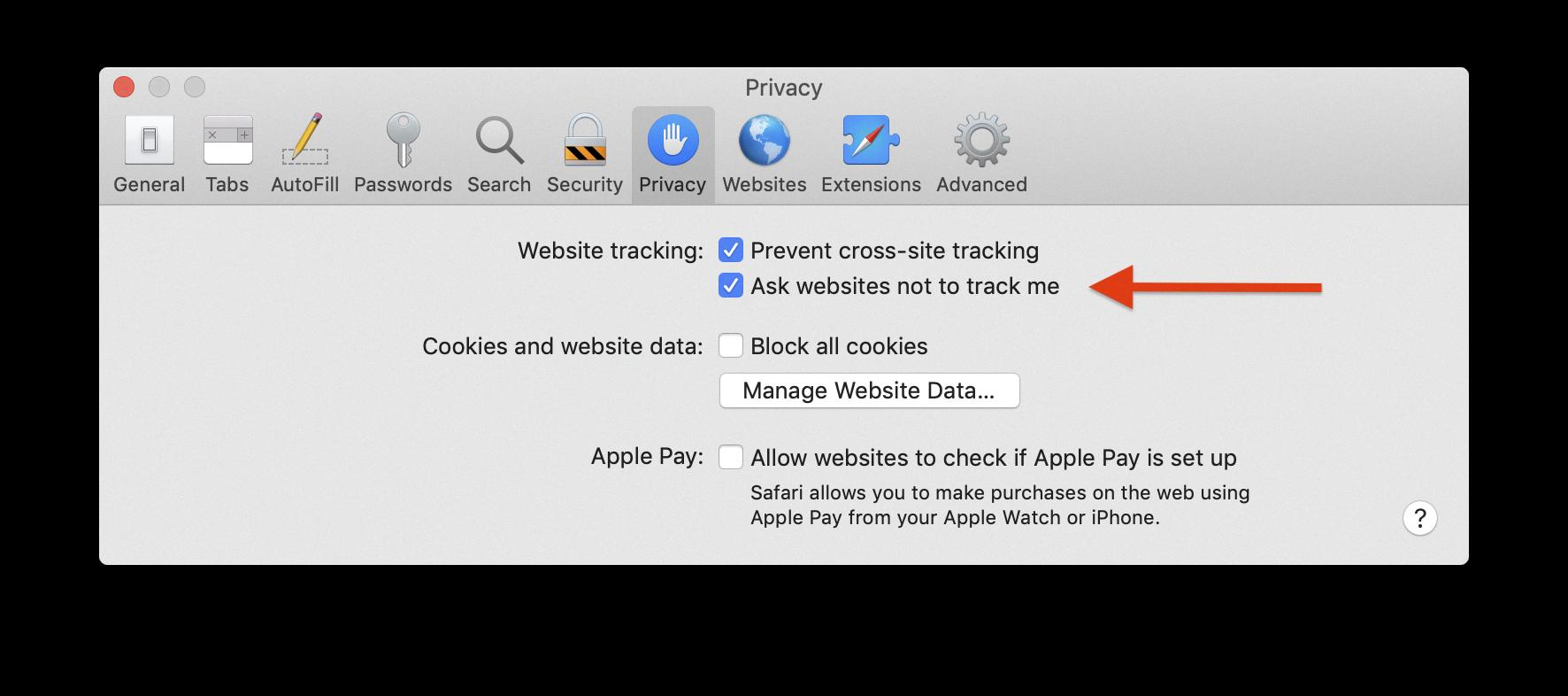 cross site tracking safari ipad