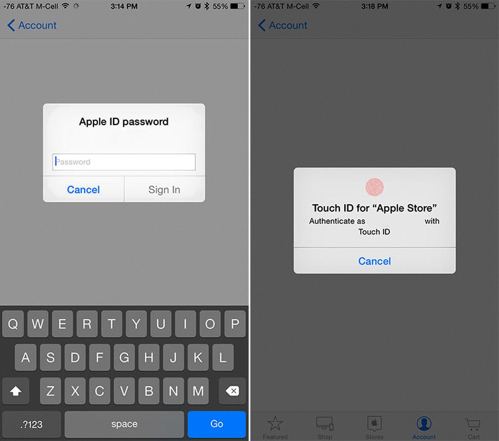 how to enable touch id on app store