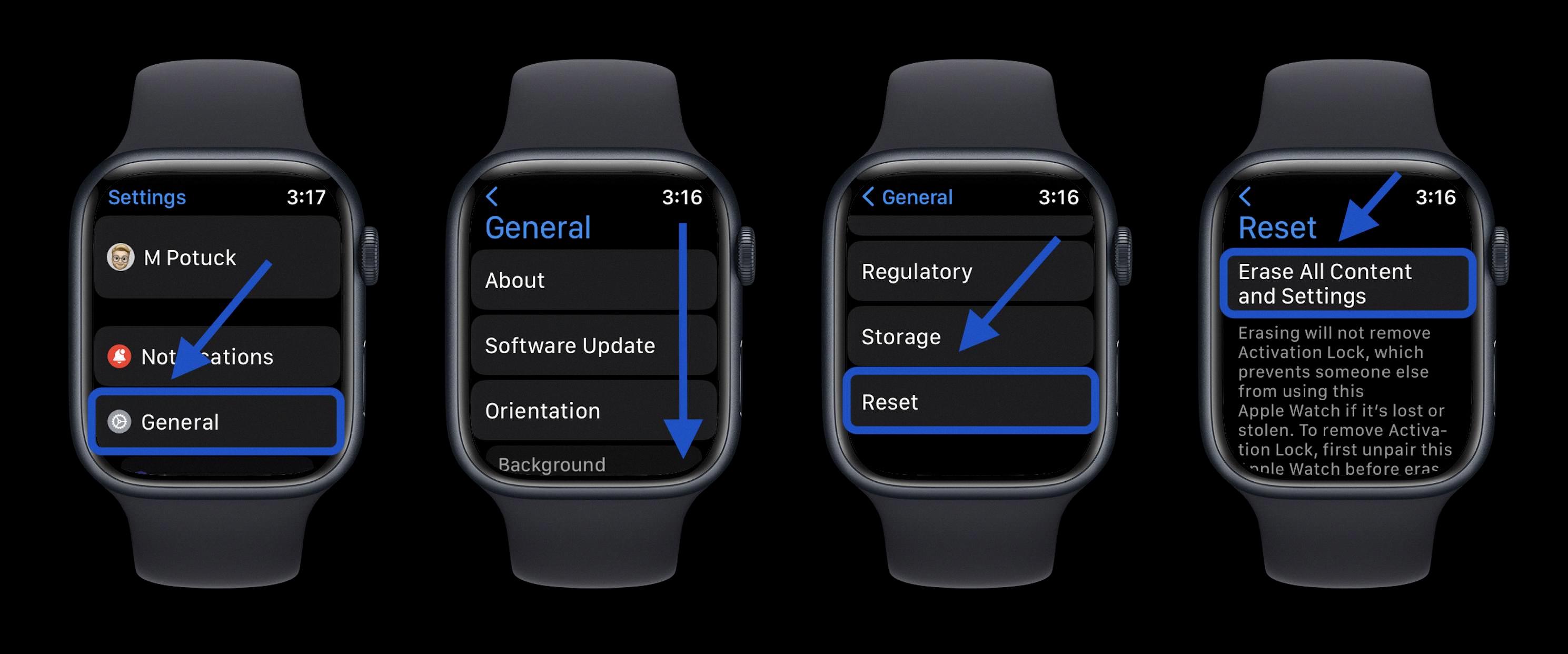 how to erase apple watch without passcode