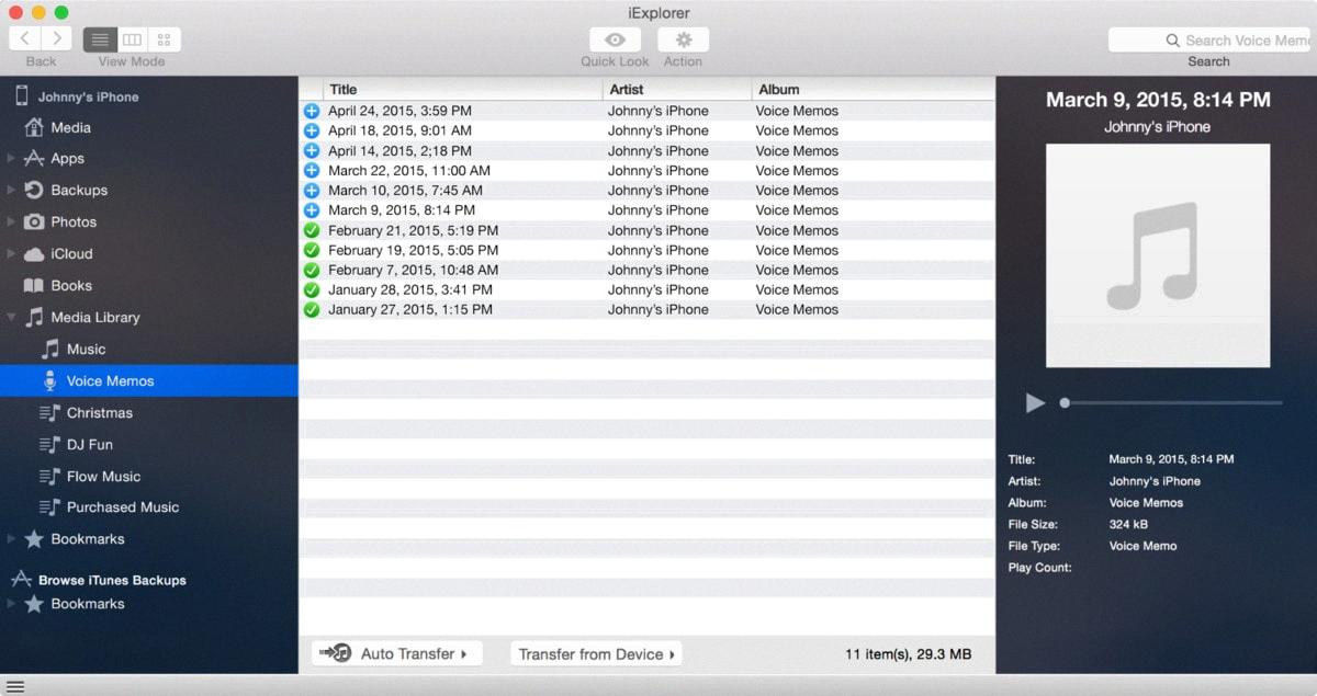 how to export voice memos