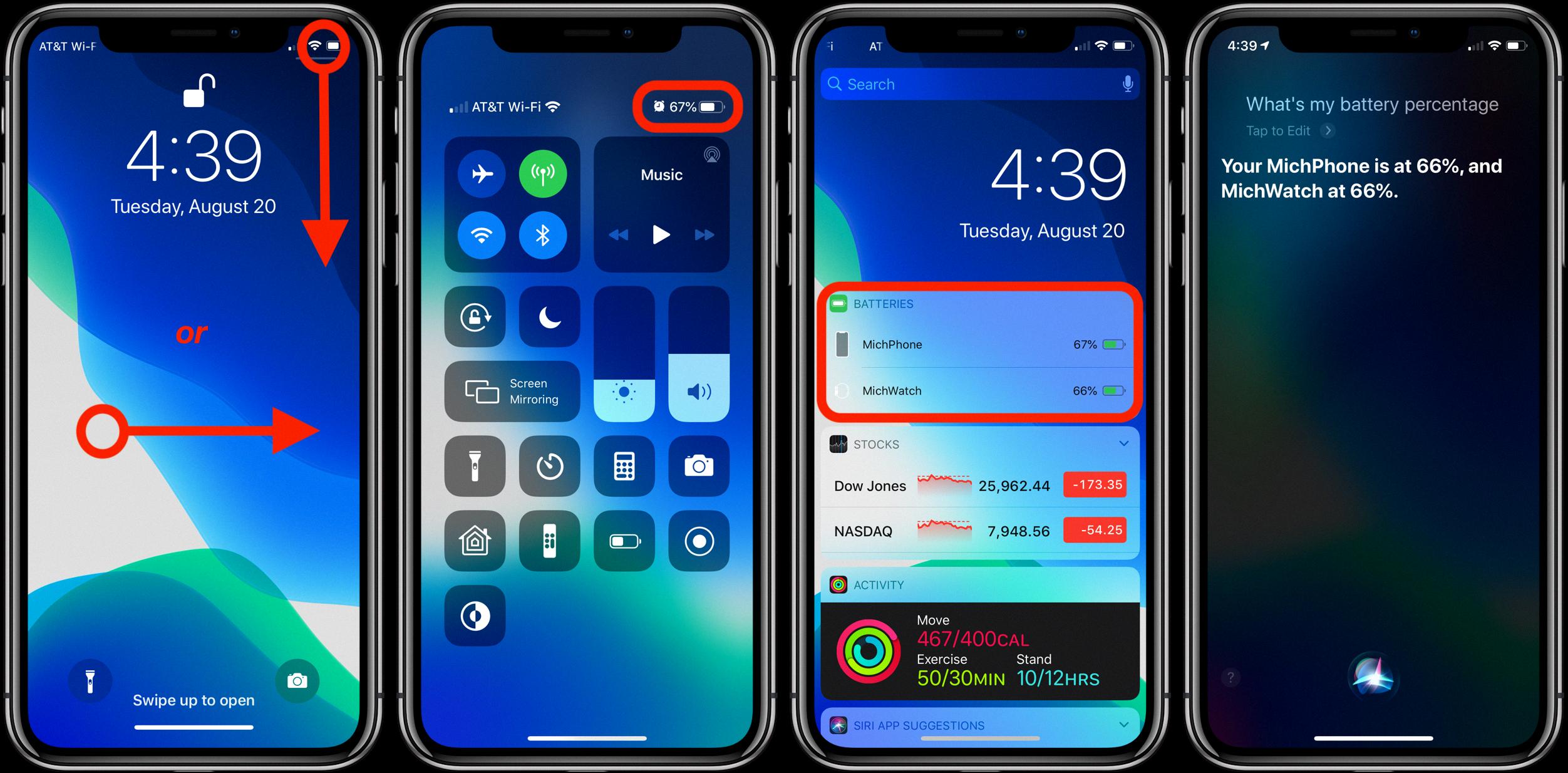 how to get battery percentage on iphone x