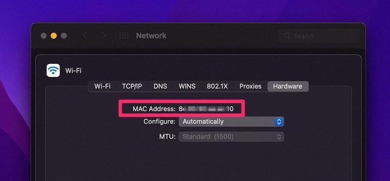 how to get ethernet mac address on macbook