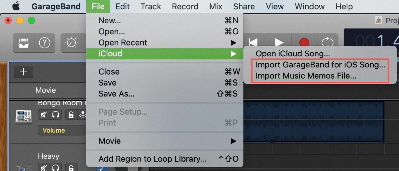 how to open an audio file in garageband