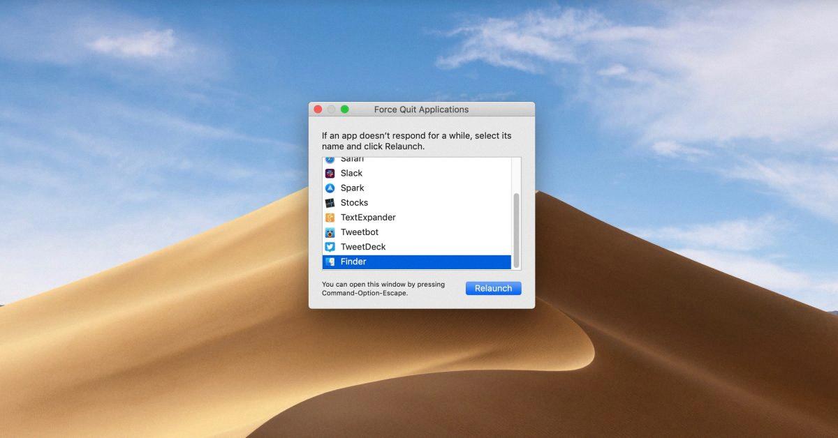 how to restart finder