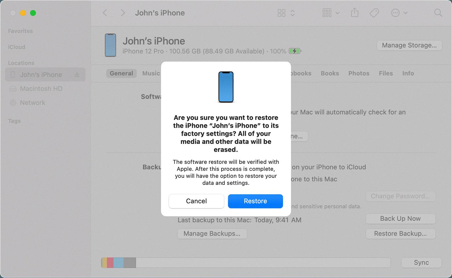 how to restart iphone on itunes