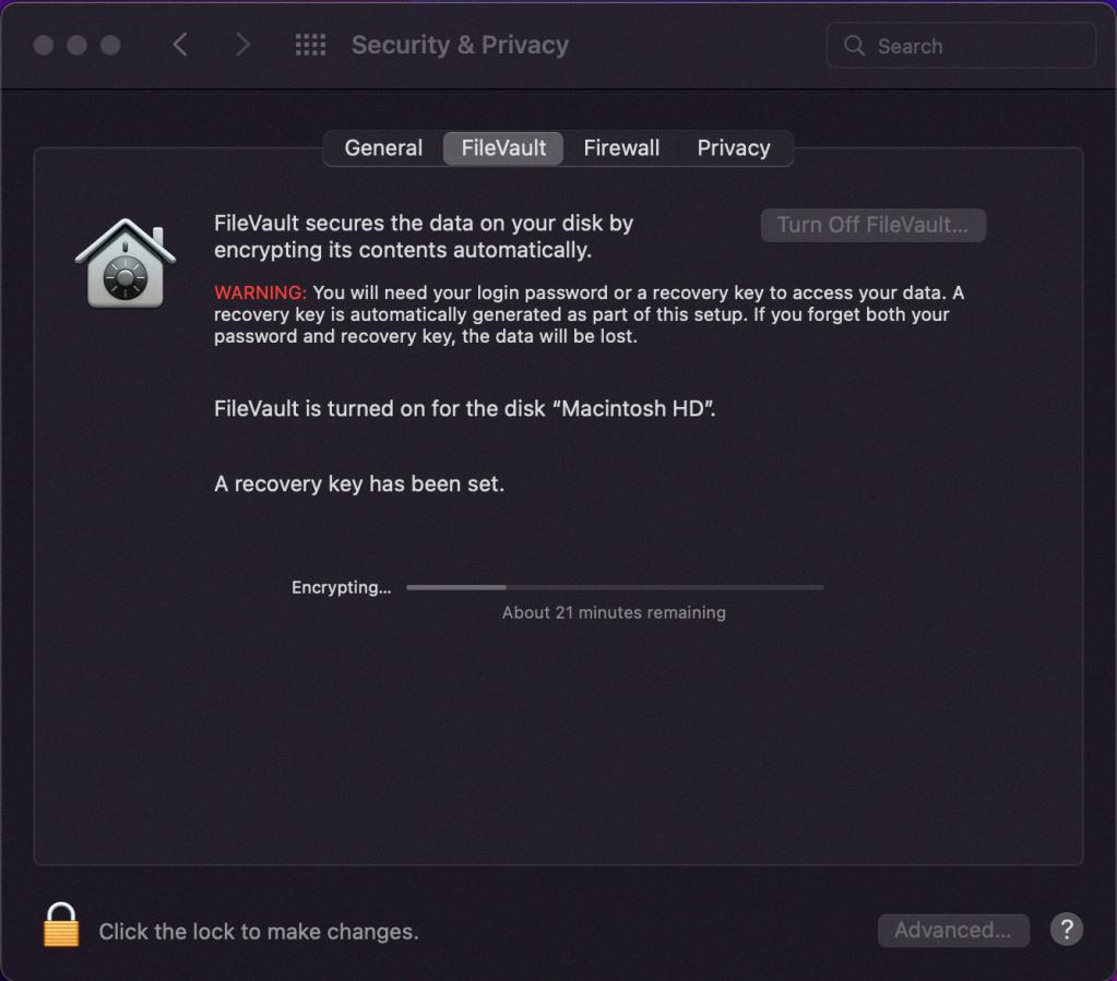 how to turn off filevault on mac