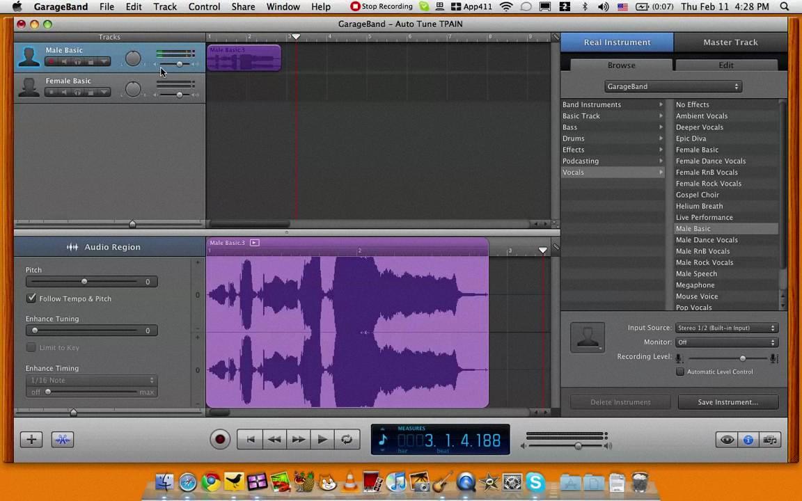 how to turn on autotune in garageband