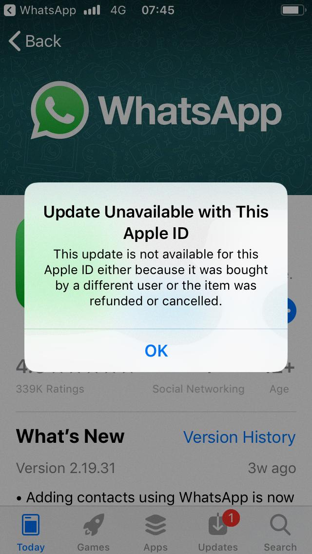 how to update whatsapp on iphone without apple id