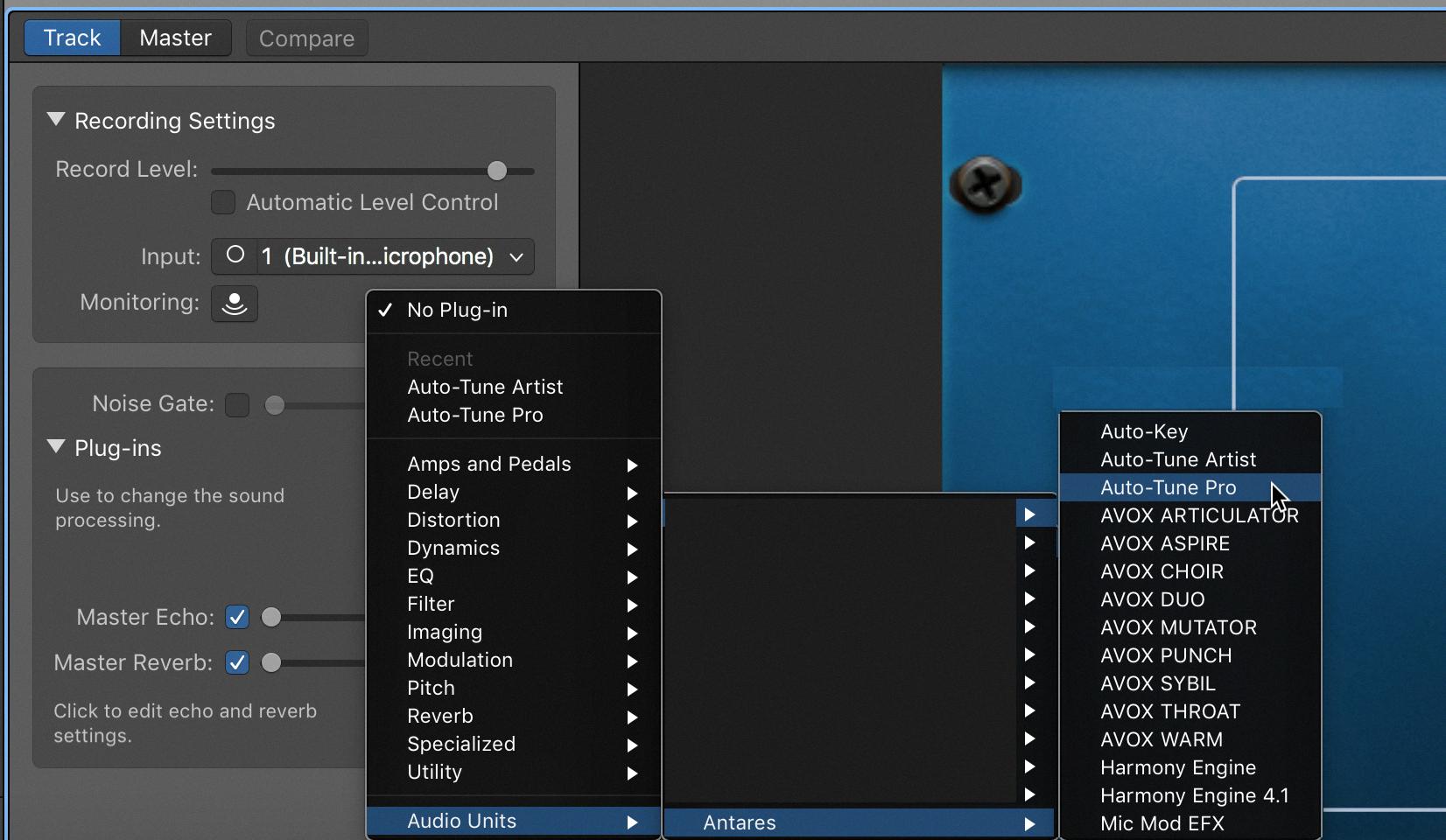 how to use antares autotune in garageband