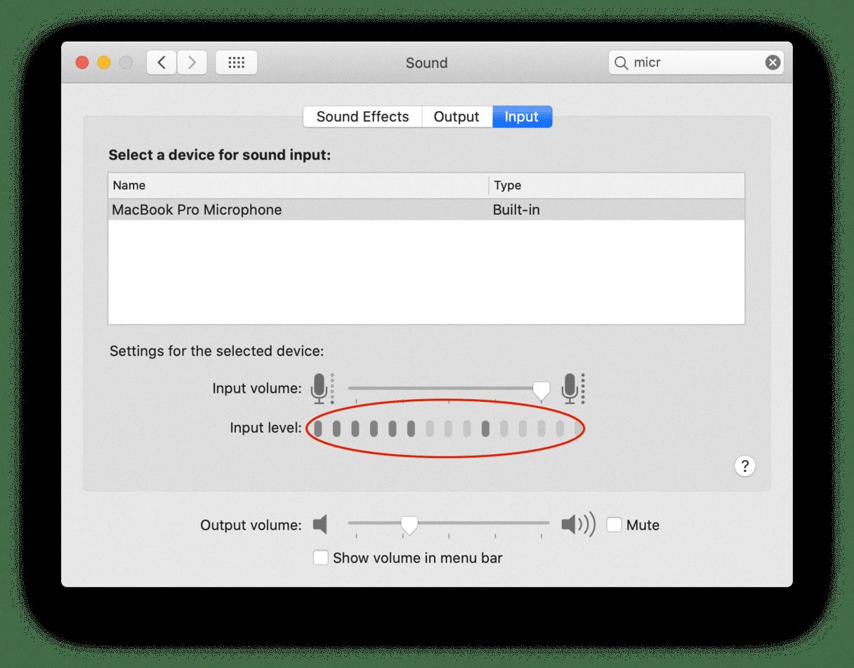 how to use internal microphone on macbook pro