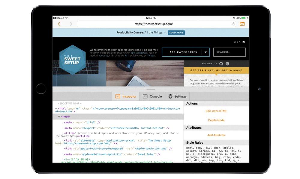 inspect element ipad