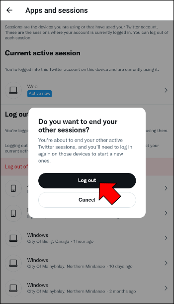 twitter logout issue