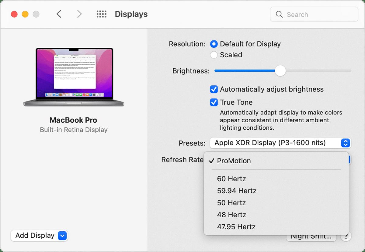 macbook refresh rate