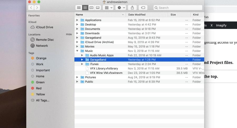 moving garageband files to external hard drive