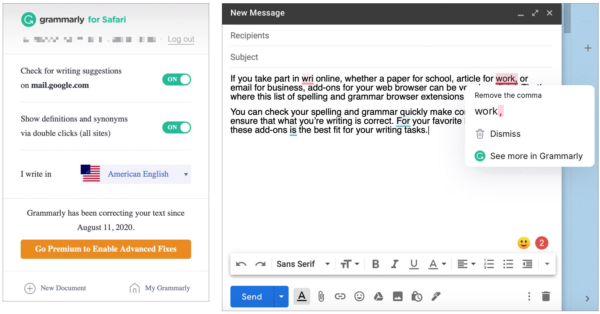 safari grammarly extension