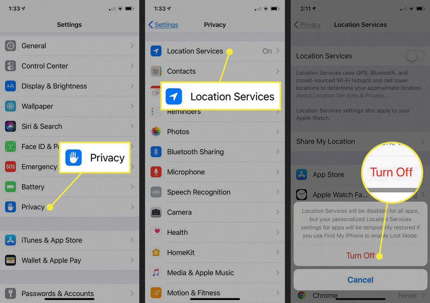 turn off gps on iphone 7