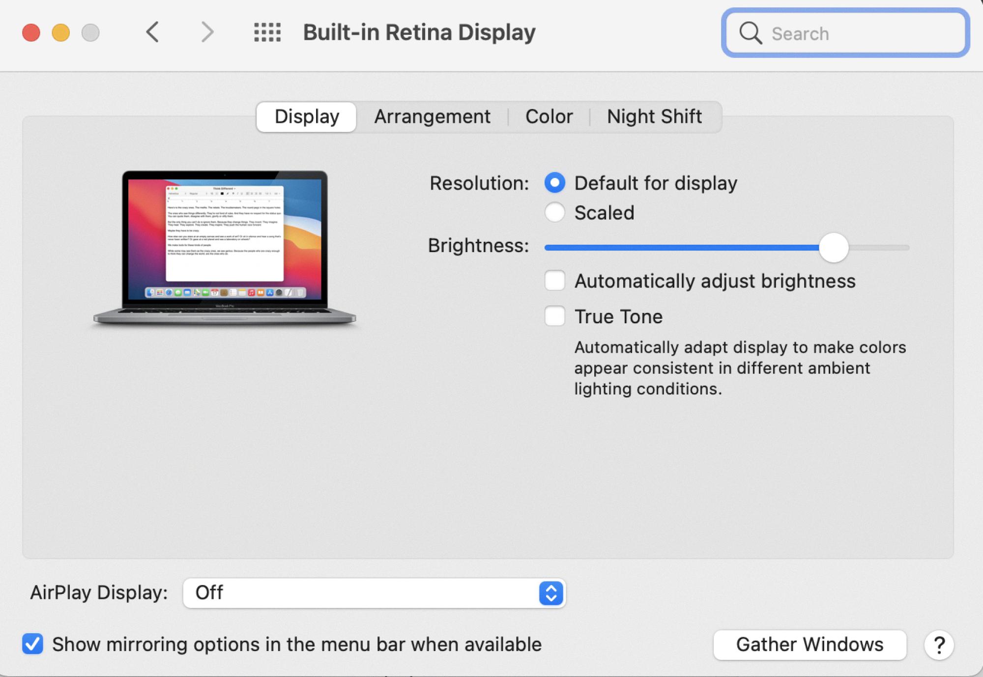 turn off mac auto brightness