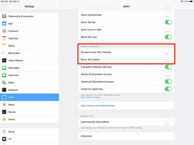 How To Allow Session Cookies On Ipad 9