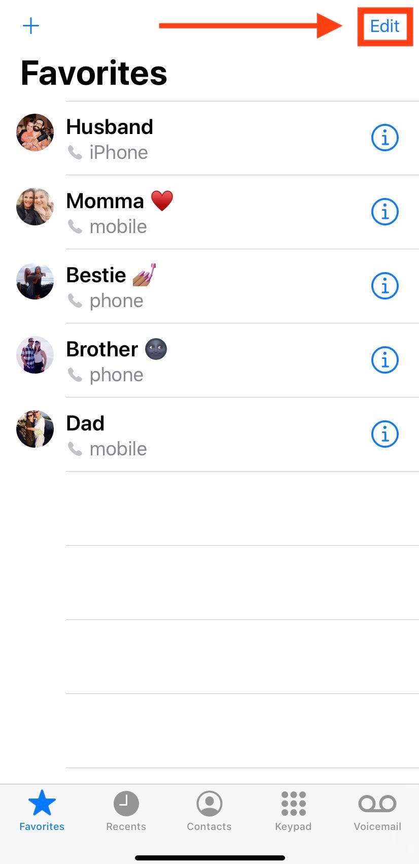 how to remove favorites from text messages on iphone