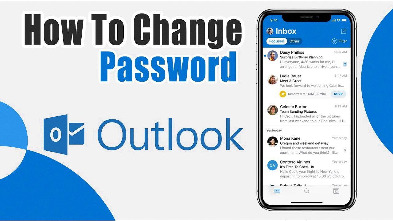 how to change email password on outlook app iphone