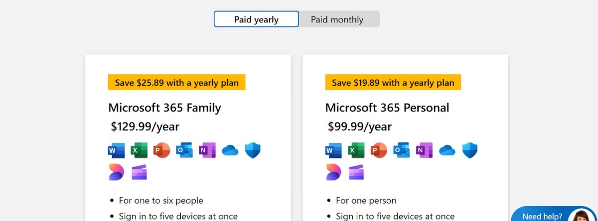 Does the Apple MacBook Air Include Microsoft Office? 4 A screenshot displaying Microsoft 365 pricing