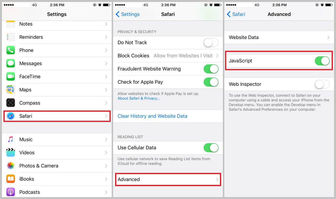 How To Turn Off Javascript On iPhone 2 How To Turn Off Javascript On iPhone 1