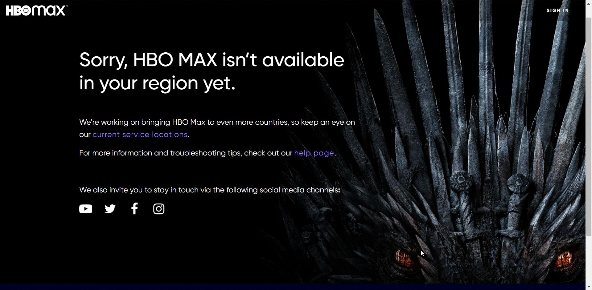 hbo max vpn not working
