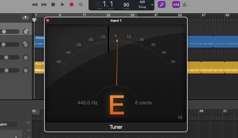 How to Use the Built-In Tuner with GarageBand? 1
