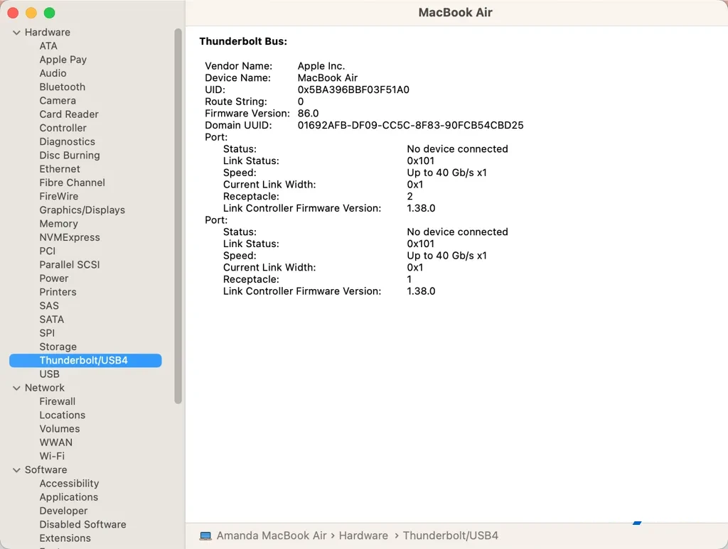 How To Test If Thunderbolt Port Is Working On Your Mac 2 Checking Thunderbolt Connection in System Information