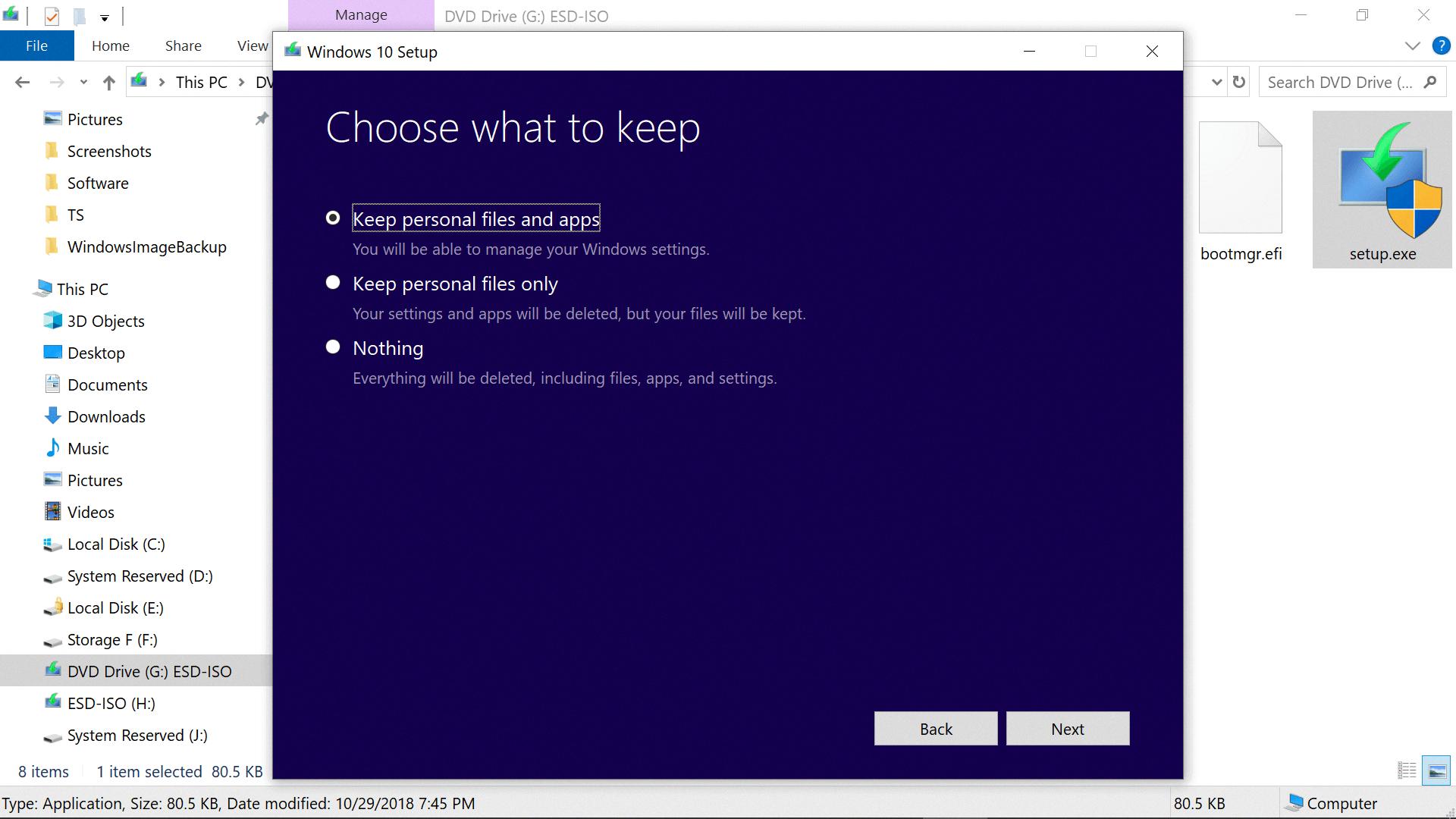 reinstall windows 10 without losing files
