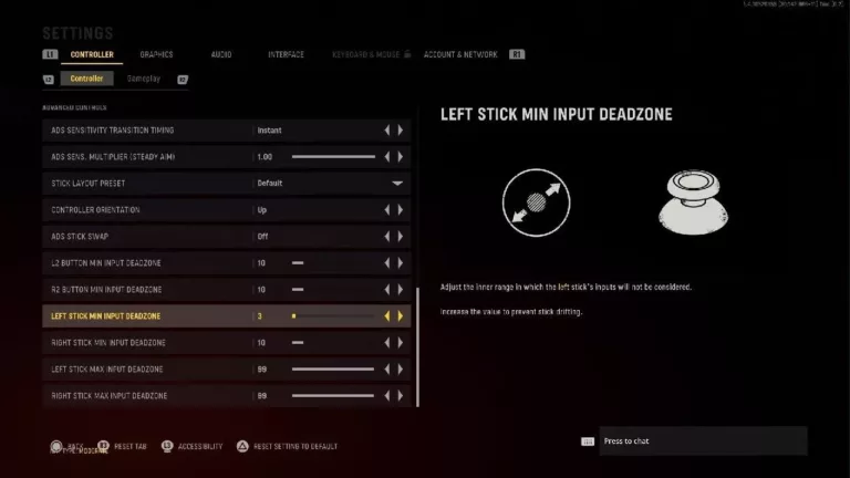Finding the Optimal Deadzone Setting for Vanguard 1