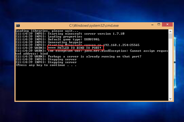 How to Troubleshoot 'Failed to Bind to Port' Error on Minecraft Server? 2 How to Troubleshoot 'Failed to Bind to Port' Error on Minecraft Server? 1