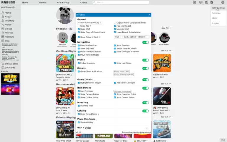 Enhancing the Roblox Experience with BTRoblox 13