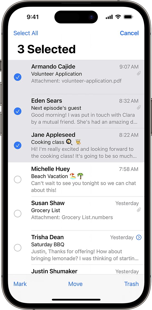 if you delete email on iphone does it delete on server