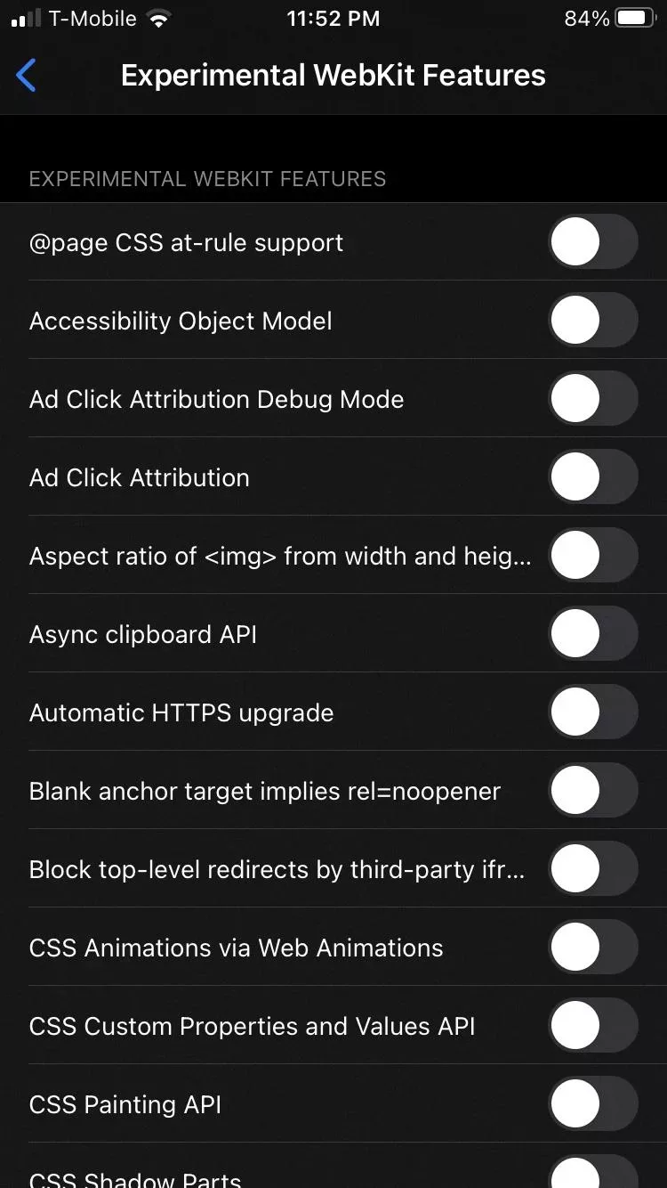 Which Experimental Webkit Features Should Be Turned On? 19