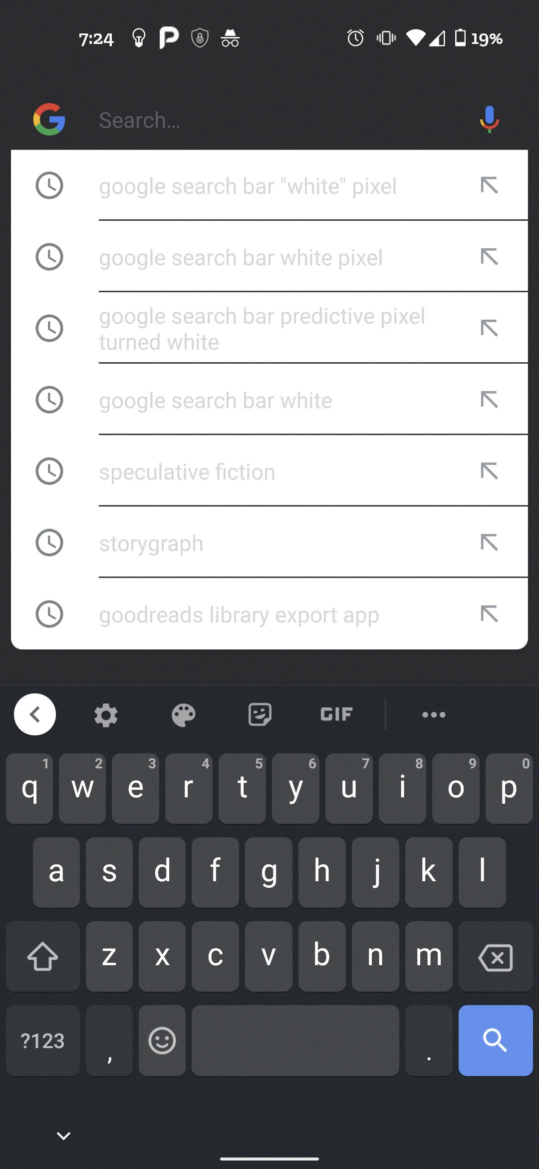 google search bar not working