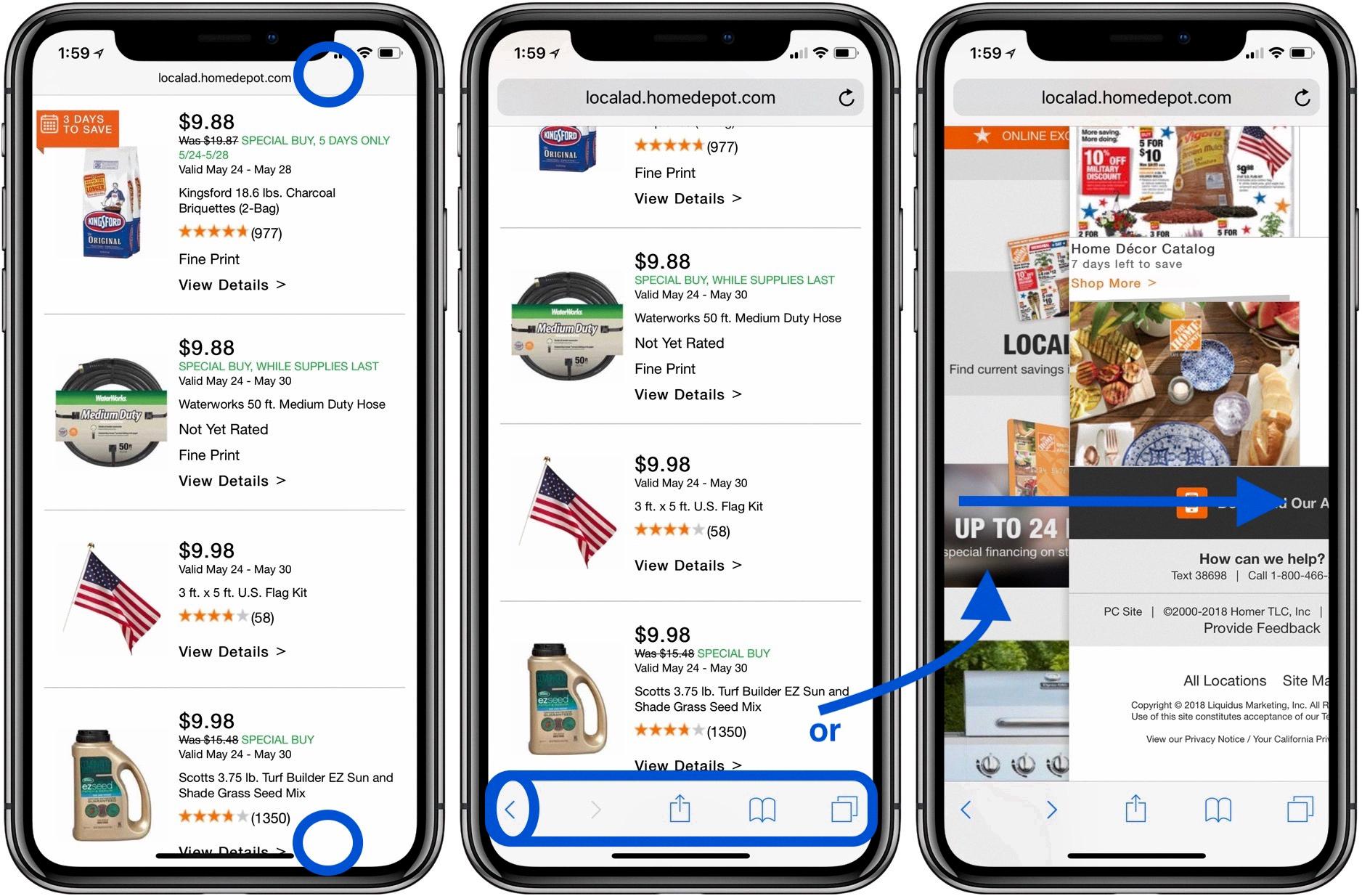 how to go back on iphone