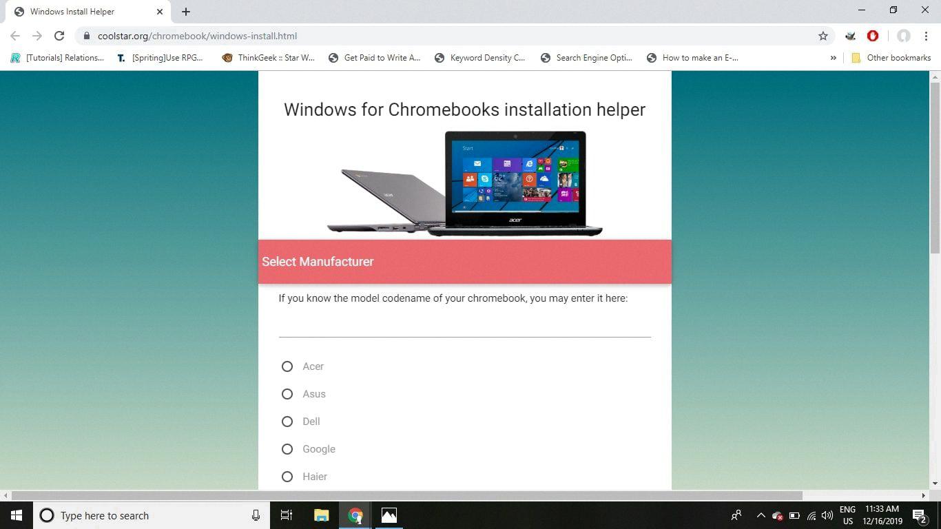 how to install windows on chromebook without usb
